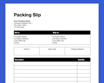 Modern Packing Slip Template: Printable Delivery Note (PDF & .docx)