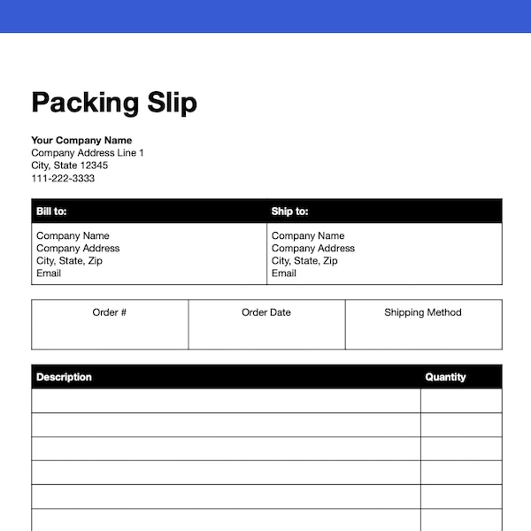 Packing Slip Template - Etsy
