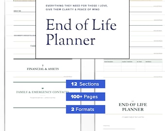 End of Life Planner – Final Wishes, Funeral, Estate Planning (Digital Download)