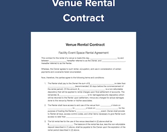 Venue Rental Contract Template: Editable Agreement (Instant Download)