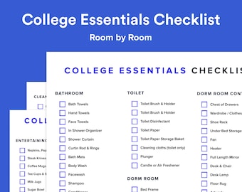 College Packing List Planner: Dorm Room Essentials Checklist (PDF)