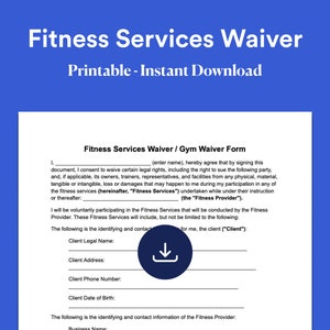 Fitness Services Waiver Template - Gym Services Waiver Forms - Personal ...
