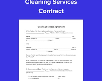 Cleaning Services Contract: Editable Agreement Template (Instant Download)