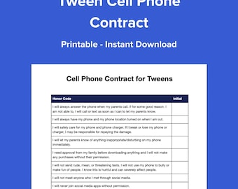 Tween Cell Phone Contract: Editable Agreement (PDF & DOCX)