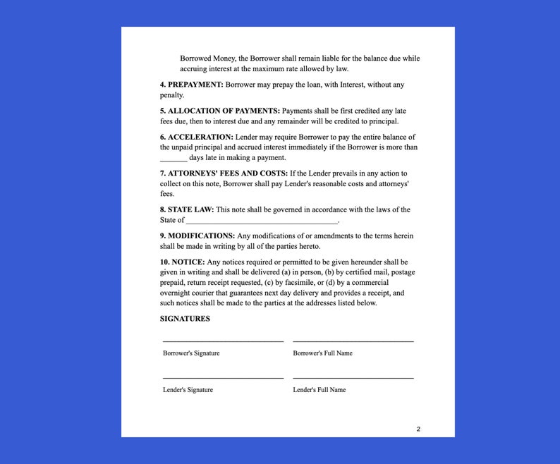 Editable Promissory Note Template: US Letter (PDF & DOCX) - Etsy Canada