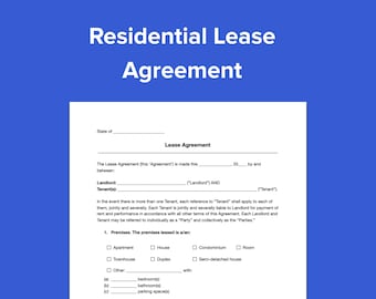 Residential Lease Agreement Template: Editable Rental Contract (Instant Download)