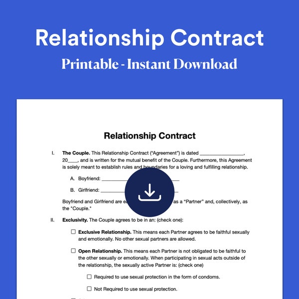 Relationship Contract, Contract Template, Agreement Template - PDF & DOCX