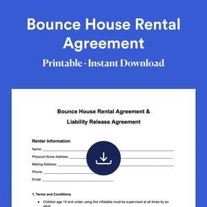 Bounce House Rental Contract Agreement, 5 Page Editable Template, Inflatables Rental Contract - Editable Google Doc or PDF