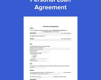 Modelo de contrato de préstamo personal - Descarga instantánea - PDF y DOCX