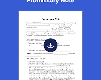 Editable Promissory Note Template: US Letter (PDF & DOCX)