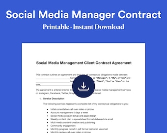 Social Media Manager Client Contract Template (Editable PDF & DOCX)