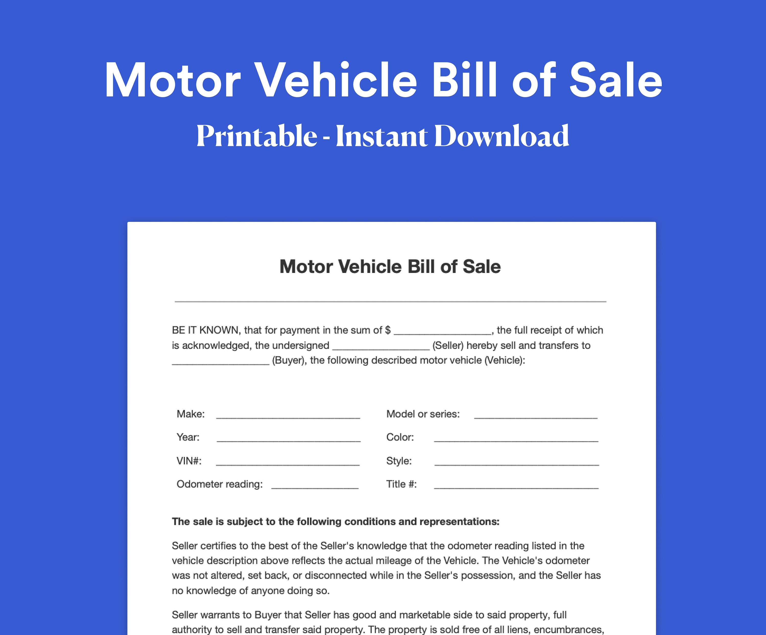 Used car bill of sale