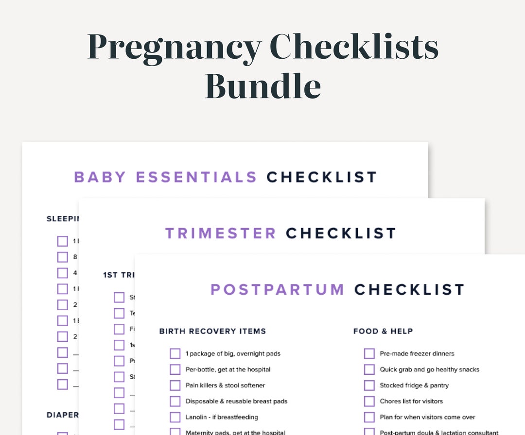 Pregnancy Checklists Bundle Printable, to Do Lists, Planning, Baby