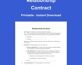 Relationship Contract Template: Editable PDF & DOCX