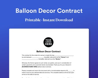 Editable Balloon Artist Contract Template: Decor Policy (PDF & DOCX)