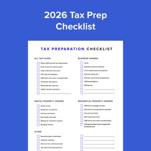 Tax Prep Checklist - Self Employed Tax Preparation Printables - Instant Download -  Accounting