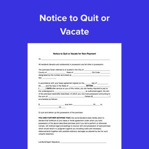 Eviction Notice Template: Notice to Quit, PDF & DOCX (8.5x11)