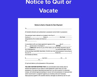 Eviction Notice Template: Notice to Quit, PDF & DOCX (8.5x11)