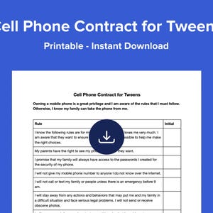 Cell Phone Contract for Tweens - Digital Download - PDF & DOCX