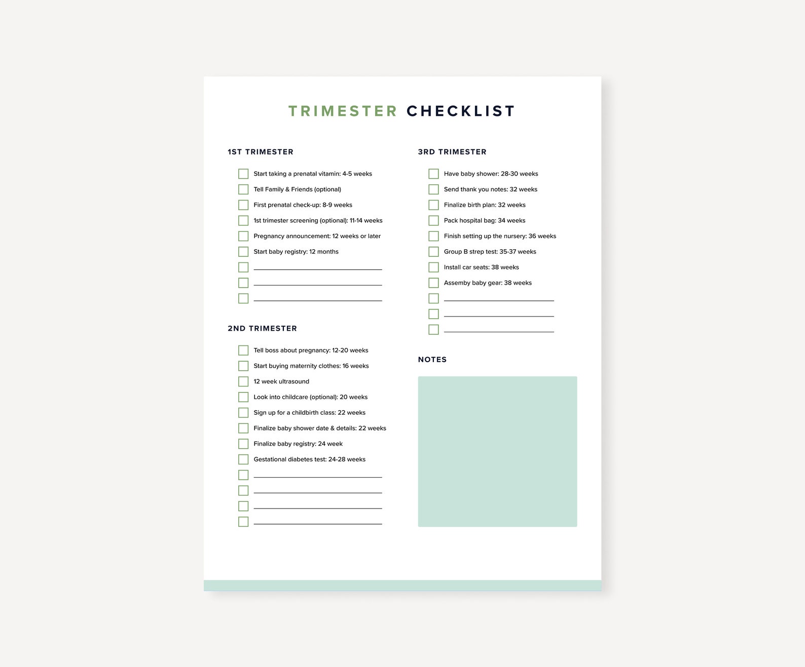 Pregnancy Trimester Checklist Printable: to Do List (PDF) - Etsy