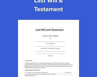 Last Will and Testament Template: Editable PDF & DOCX (Instant Download)