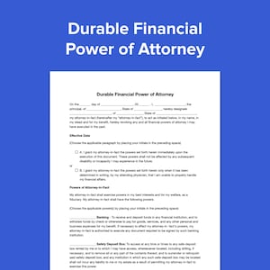 Dauerhafte finanzielle Vollmachtsvorlage: Bearbeitbares PDF & DOCX (Instant Download)