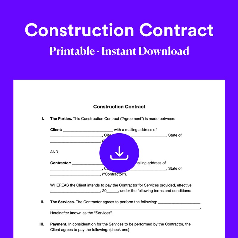 Handyman Agreement Template Etsy