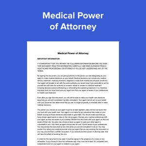 Medical Power Of Attorney Template - Editable PDF & DOCX File - Available for Instant download