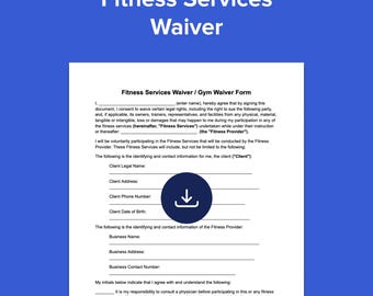 Fitness Services Waiver Template: Editable Gym & Personal Trainer Form (Instant Download)