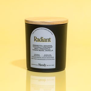 Radiant | Amaretto, Banana, Coconut, Coconut Milk, Pineapple, Tonka Bean, Vanilla Candle | Summer Scent | Wood Wick Candle | Vacation Scent
