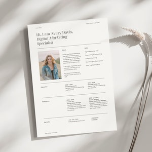 Elegante minimalistische Lebenslaufvorlage - Anpassbares Canva Resume Design - Professionelle bearbeitbare Lebenslaufvorlage