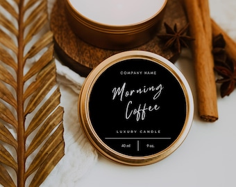 Minimalist Circle Candle Label Template: Editable Canva Design (Digital Download)