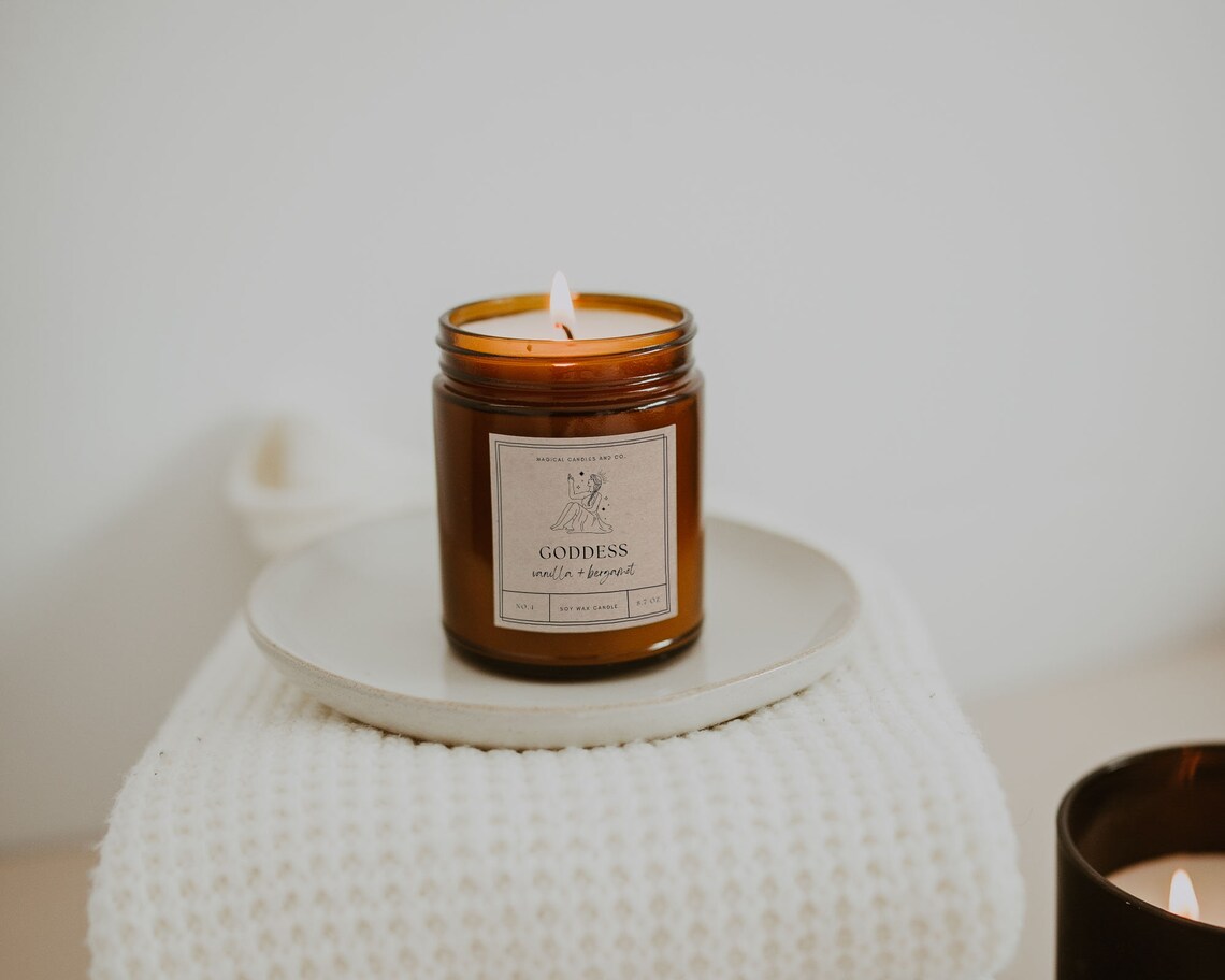 Vintage Boho Candle Lable Template Celestial Candle Label Candle Label