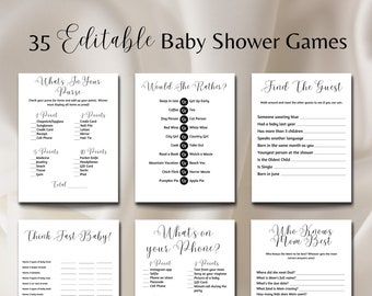 Gender Neutral Baby Shower Games Bundle, Modern Baby Shower Games, Minimalist Gender Reveal Party Games