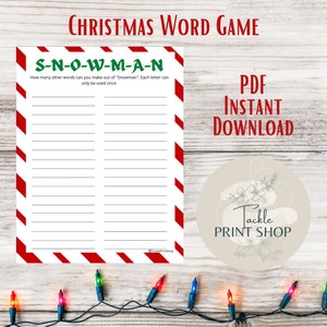 Christmas Anagrams Printable Games, Christmas Alphabet Word Puzzle,  Xmas Party Game for Kids