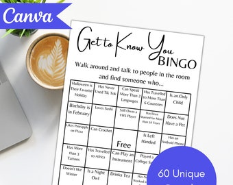 Find the Guest Human Bingo, Get to Know You Icebreaker Party Games, Employee Bingo Office Party Game