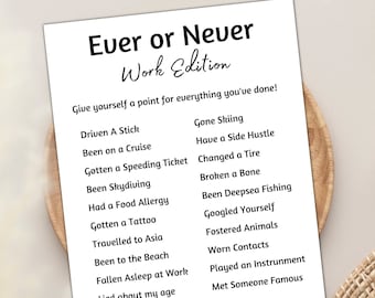 Ever or Never Work Game, Office Party Games, Games for Work, Work Party Games, Team Building Games, Work Retreat Games, Office Icebreakers
