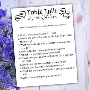 Table Talk Work Game, Office Party Games, Games for Work, Work Party Games, Team Building Games, Work Retreat Games, Office Icebreakers