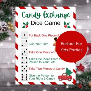 Candy Dice Game, Christmas Games, Christmas Party Games, Candy Game, Kids Games, Fun Party Games, Christmas Printable