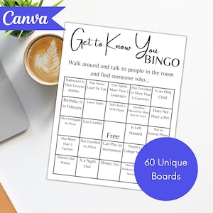 Finden Sie den Gast Human Bingo, Lernen Sie Sie kennen Icebreaker Party Spiele, Mitarbeiter Bingo Büro Party Spiel