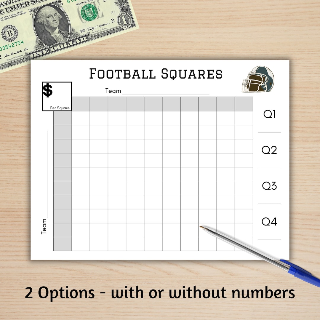 Printable Football Squares, Football Fundraiser, Superbowl Squares