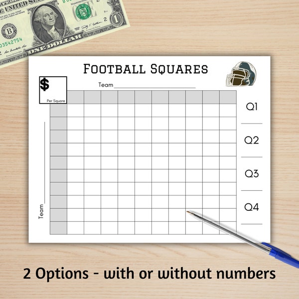 Printable Football Squares Etsy