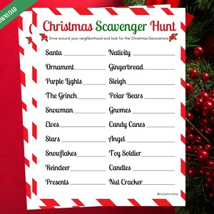 Christmas Decoration Scavenger Hunt Game, Holiday Party Scavenger Hunt, Christmas Party Ideas, Family Game Night