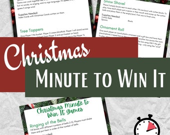 Christmas Minute to Win it Games, 60 second games, Christmas Games for a Group INSTANT DOWNLOAD