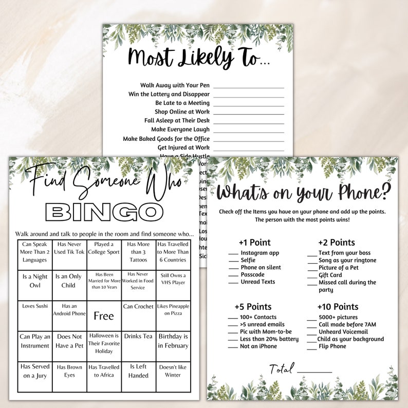 9 Printable Dinner Party Games, Dinner Table Party Games, Icebreaker