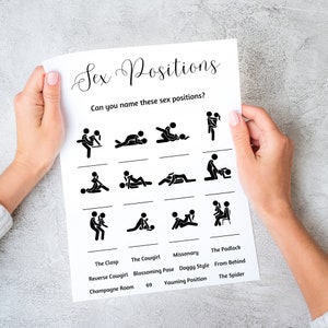 Sex Positions Dirty Bachelorette Party Game, Funny Adult Black and White Bachelorette Party Game,