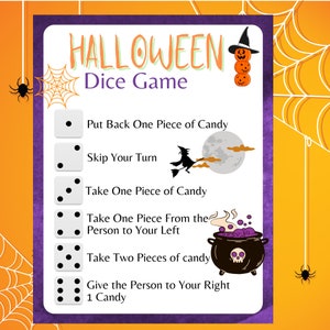 Candy Dice Game, Halloween Games, Halloween Party Games, Candy Game, Kids Games, Fun Party Games, Games for a Group