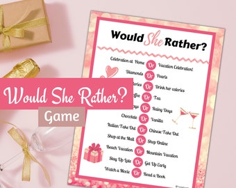 Would She Rather Bridal Shower Game, Wedding Shower Game, Hen Party Game, Games for Adults INSTANT DOWNLOAD