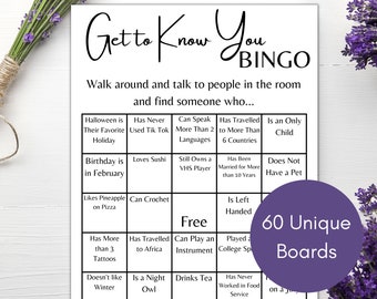 Find the Guest Human Bingo, Get to Know You Icebreaker Party Games, Employee Bingo Office Party Game