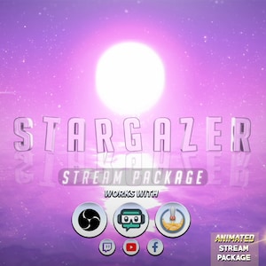 Animated Galaxy Stream Overlays Pack | Stargazer | Twitch - Cute - Kawaii - Pink - Galaxy - Pastel